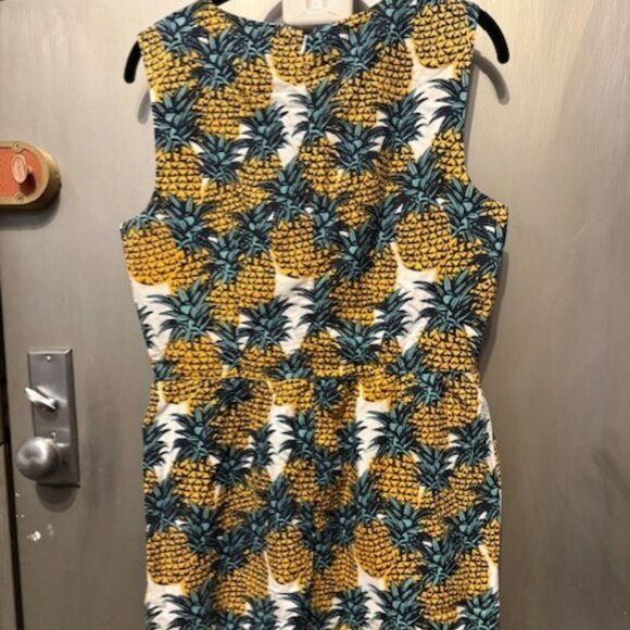 Retro Mid century Hawaiian Pineapple print Shift Mini Dress - Picture 12 of 16